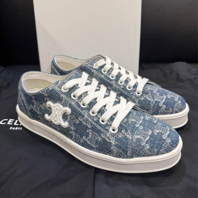 💎Han's house精品服飾💎 CELINE 滿版 凱旋門 牛仔 鞋 義大利製 現貨 36-0