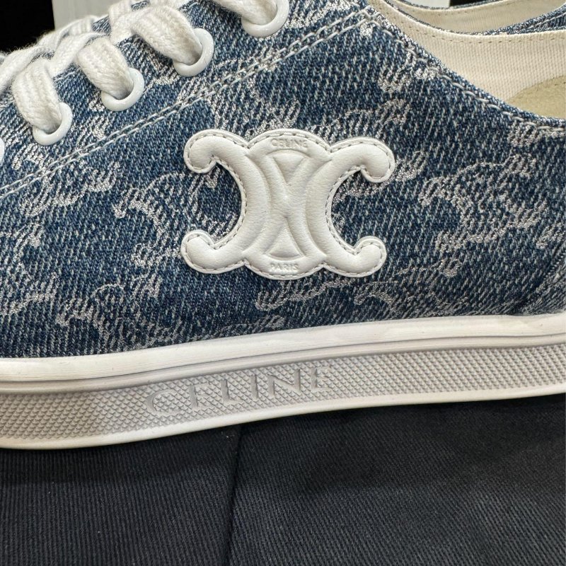 💎Han's house精品服飾💎 CELINE 滿版 凱旋門 牛仔 鞋 義大利製 現貨 36-1