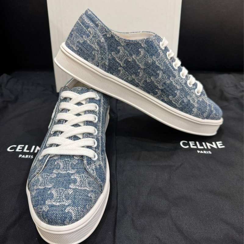 💎Han's house精品服飾💎 CELINE 滿版 凱旋門 牛仔 鞋 義大利製 現貨 36-2
