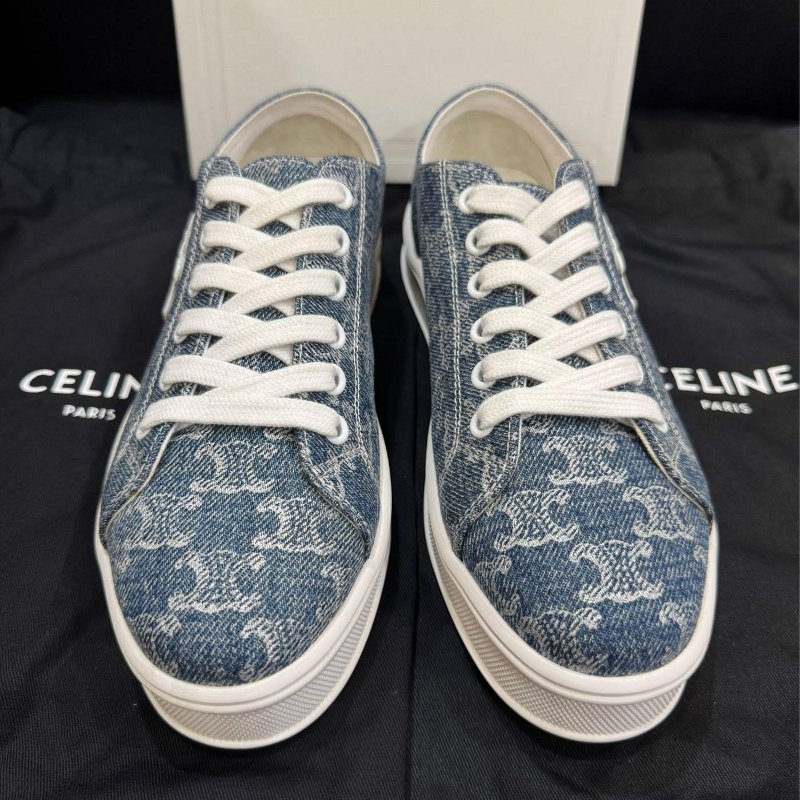 💎Han's house精品服飾💎 CELINE 滿版 凱旋門 牛仔 鞋 義大利製 現貨 36-5