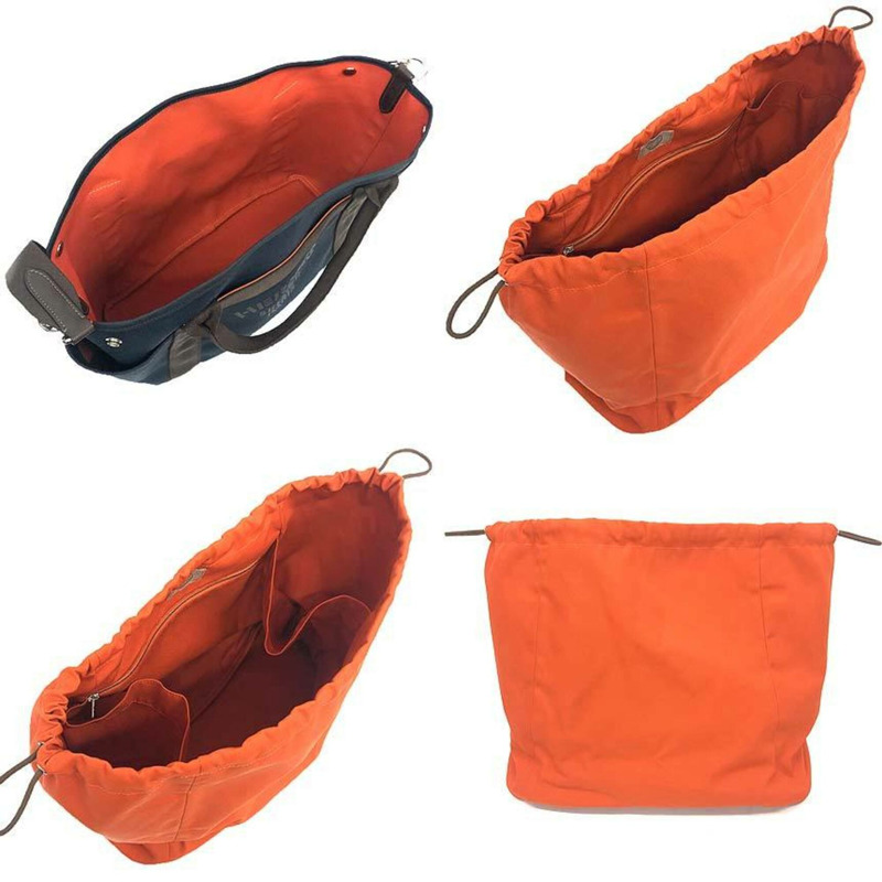 愛馬仕 Sac de Pansage 新郎手袋 單肩帆布軍綠 x 棕色 Y 字印章 男女款-2