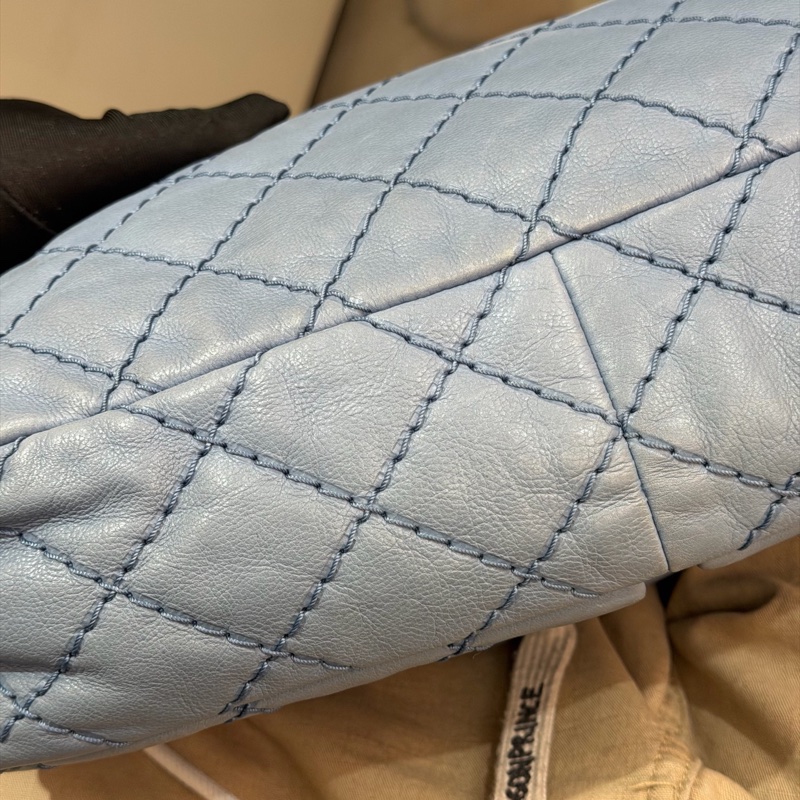 Chanel • 經典寶寶藍銀釦雙口袋牛皮鏈條機場包 Baby Blue 🩵有卡-26