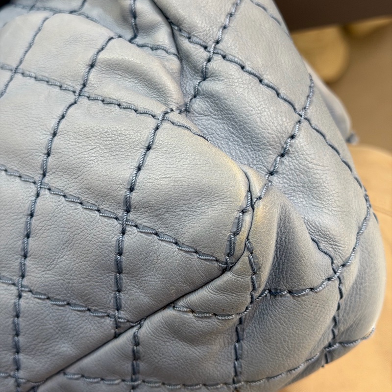 Chanel • 經典寶寶藍銀釦雙口袋牛皮鏈條機場包 Baby Blue 🩵有卡-28