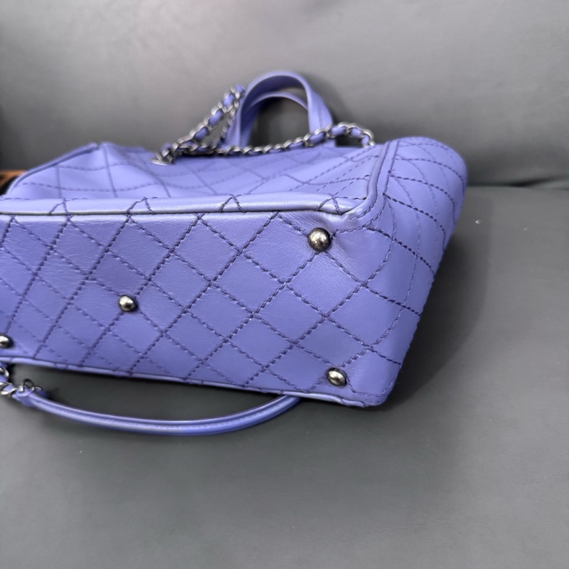 Chanel • 香芋紫銀釦外縫線牛皮托特包 Tote-5