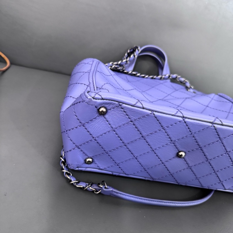 Chanel • 香芋紫銀釦外縫線牛皮托特包 Tote-6