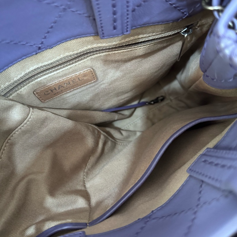 Chanel • 香芋紫銀釦外縫線牛皮托特包 Tote-7