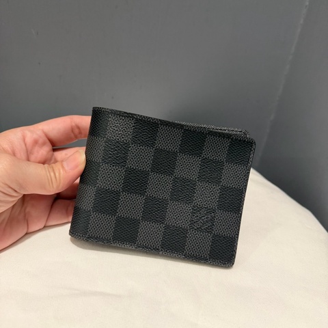 Louis Vuitton LV 黑棋盤格 對折短夾