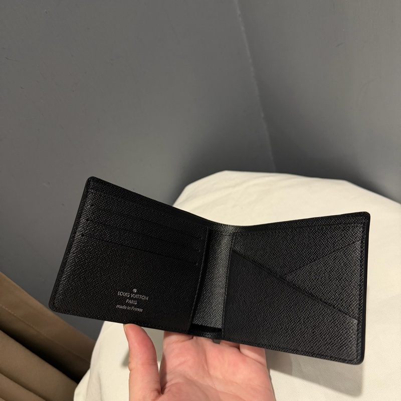 Louis Vuitton LV 黑棋盤格 對折短夾-2