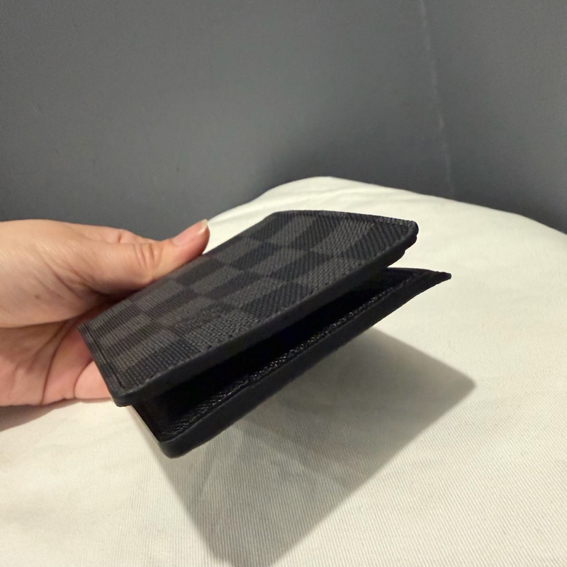 Louis Vuitton LV 黑棋盤格 對折短夾-5