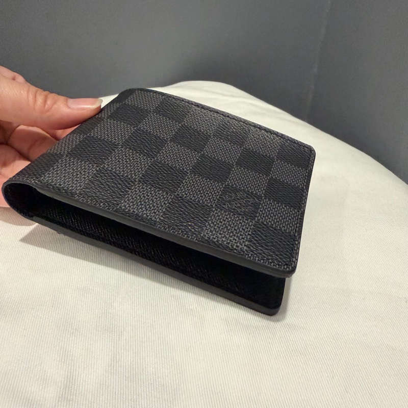 Louis Vuitton LV 黑棋盤格 對折短夾-7