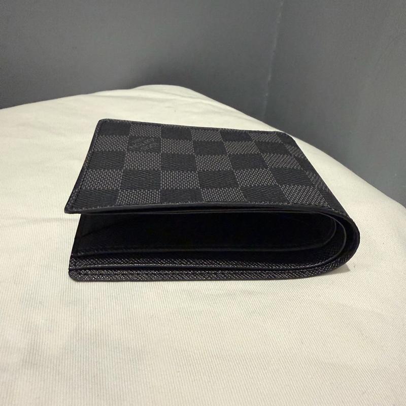 Louis Vuitton LV 黑棋盤格 對折短夾-8
