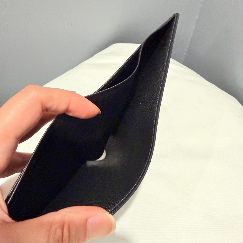 Louis Vuitton LV 黑棋盤格 對折短夾-9