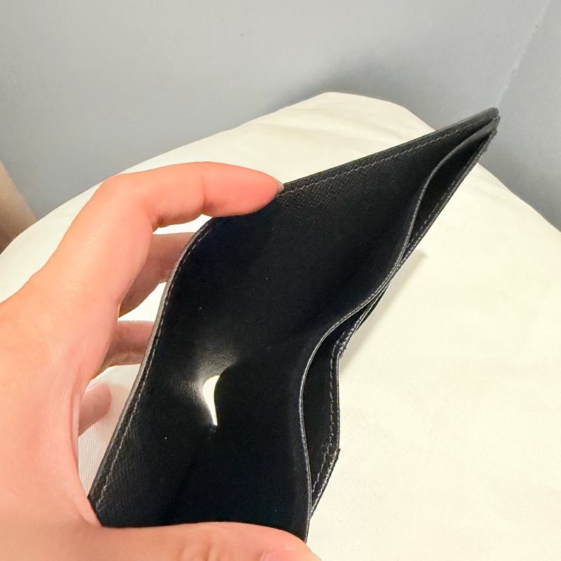 Louis Vuitton LV 黑棋盤格 對折短夾-10