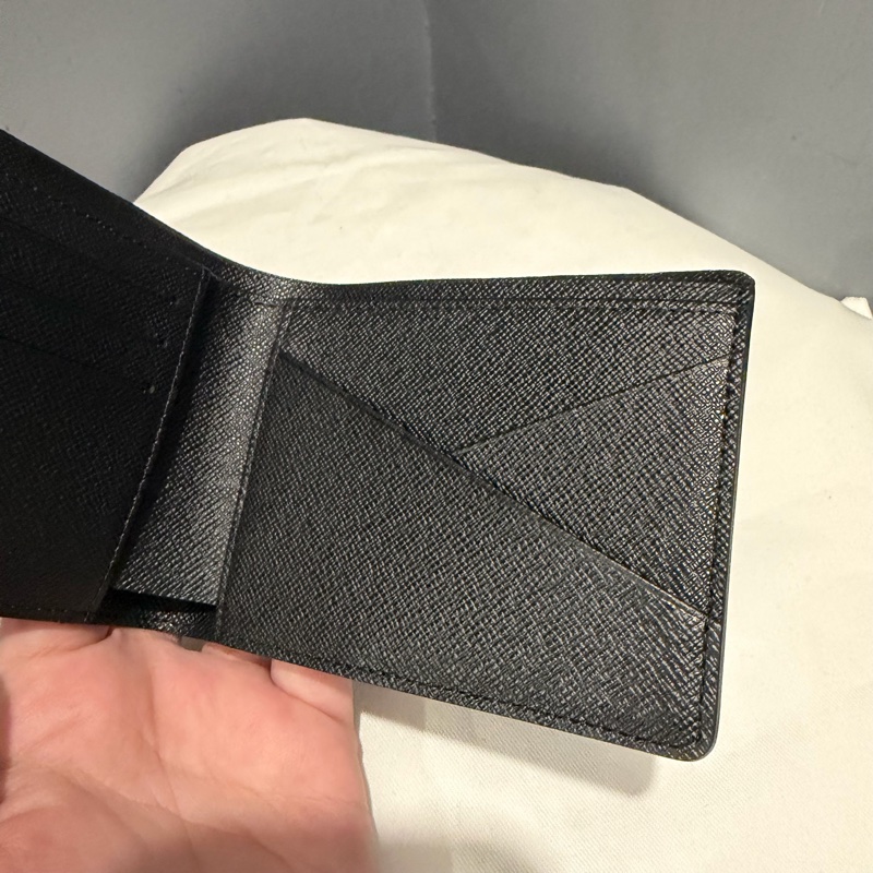 Louis Vuitton LV 黑棋盤格 對折短夾-13