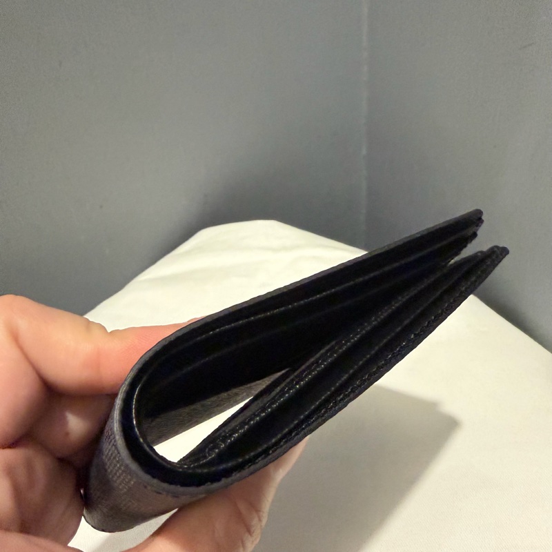 Louis Vuitton LV 黑棋盤格 對折短夾-17