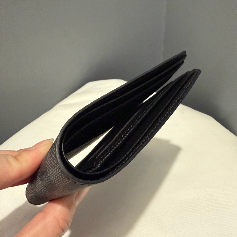 Louis Vuitton LV 黑棋盤格 對折短夾-19