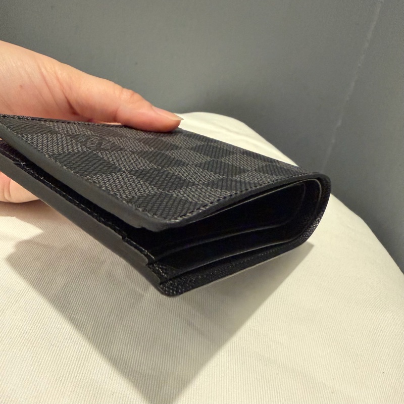 Louis Vuitton LV 黑棋盤格 對折短夾-20