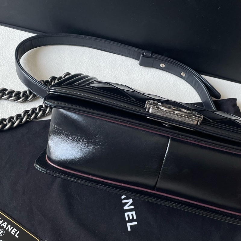 Chanel 黑銀牛皮薩爾茨堡全球限量款leboy中號  21開 98新-4