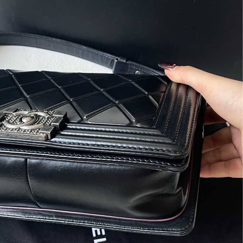 Chanel 黑銀牛皮薩爾茨堡全球限量款leboy中號  21開 98新-5