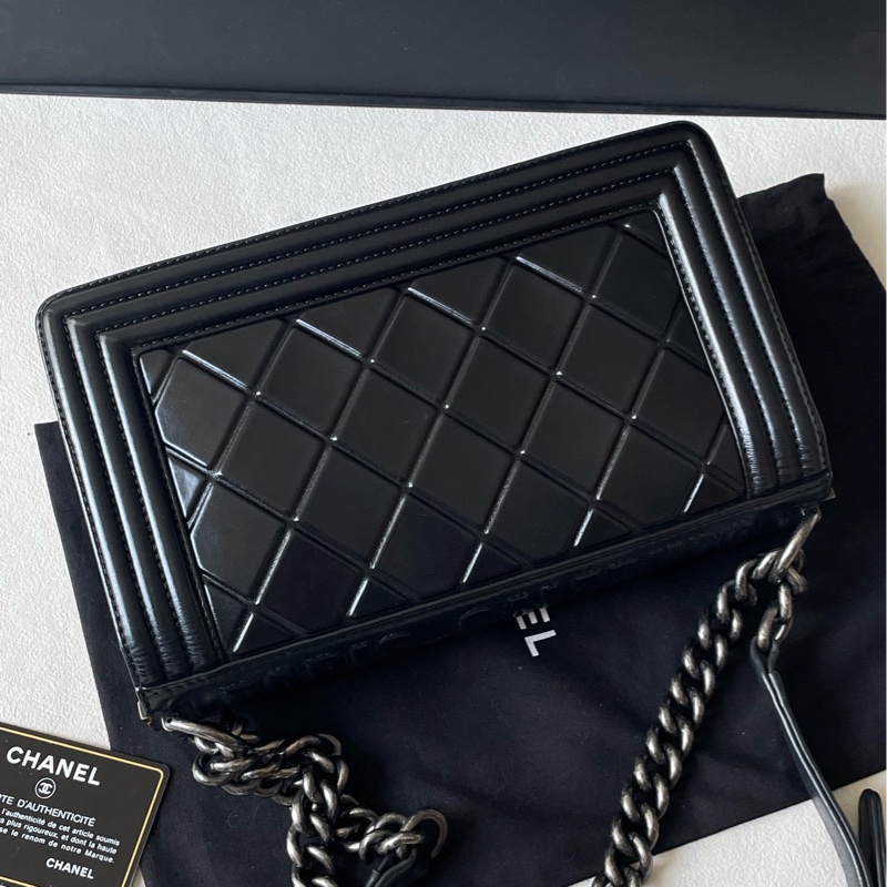 Chanel 黑銀牛皮薩爾茨堡全球限量款leboy中號  21開 98新-7