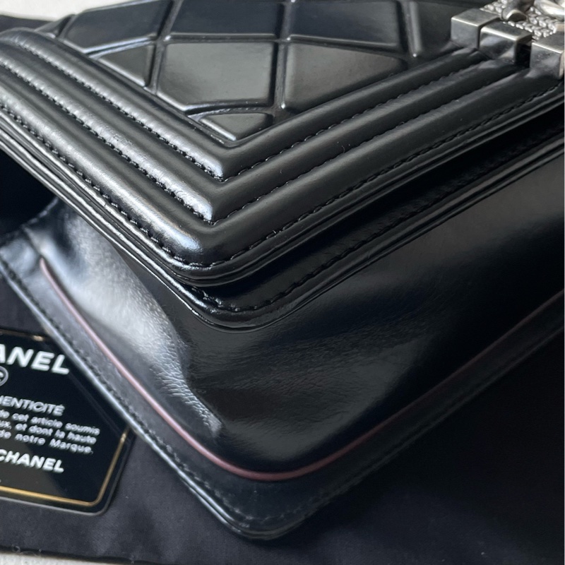 Chanel 黑銀牛皮薩爾茨堡全球限量款leboy中號  21開 98新-8