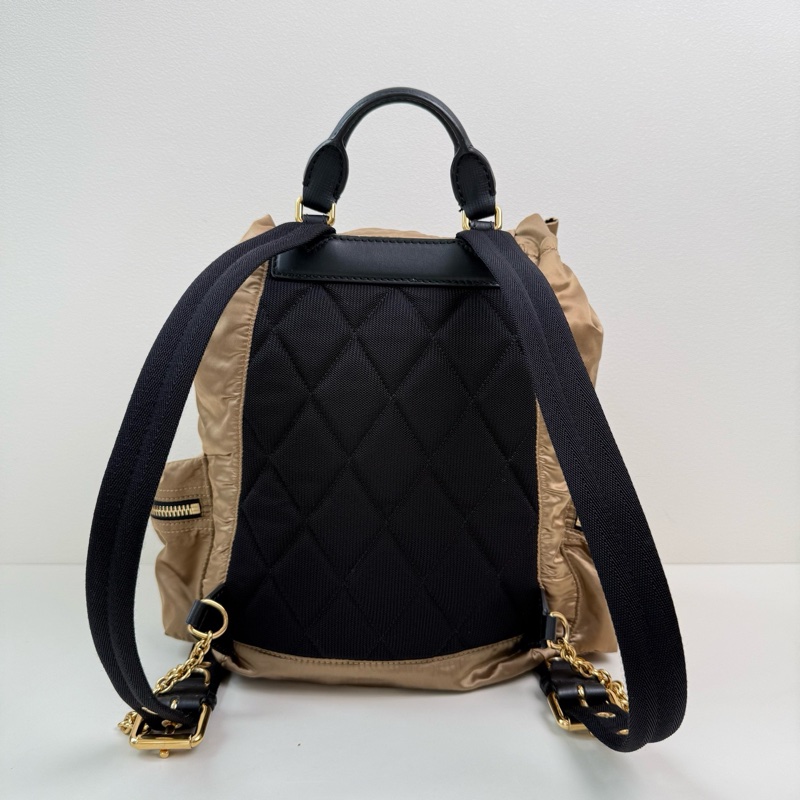 Burberry/博柏利 香檳色 尼龍 雙肩包 金扣-2