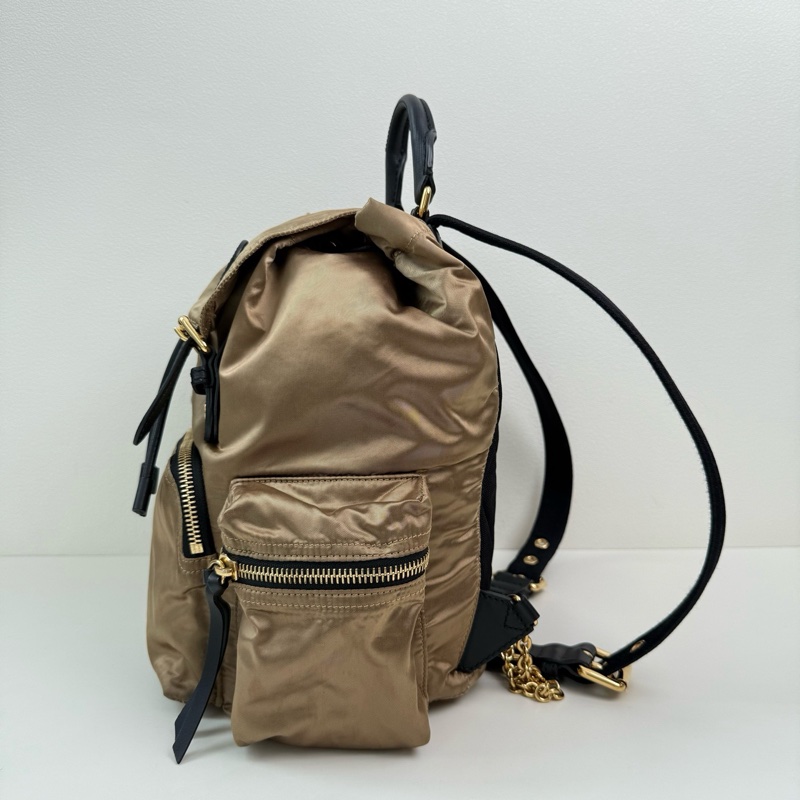 Burberry/博柏利 香檳色 尼龍 雙肩包 金扣-3