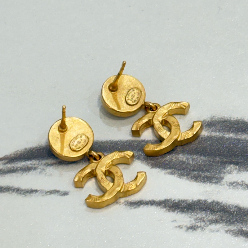 Chanel 圓形滿鑽雙c耳釘-4