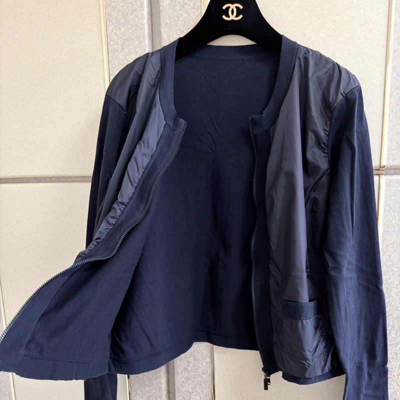 11）【Moncler】經典深藍 尼龍拼接棉質針織開襟外套 / 輕量飛行夾克 S號-7