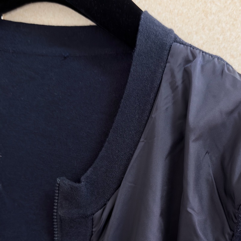 11）【Moncler】經典深藍 尼龍拼接棉質針織開襟外套 / 輕量飛行夾克 S號-14