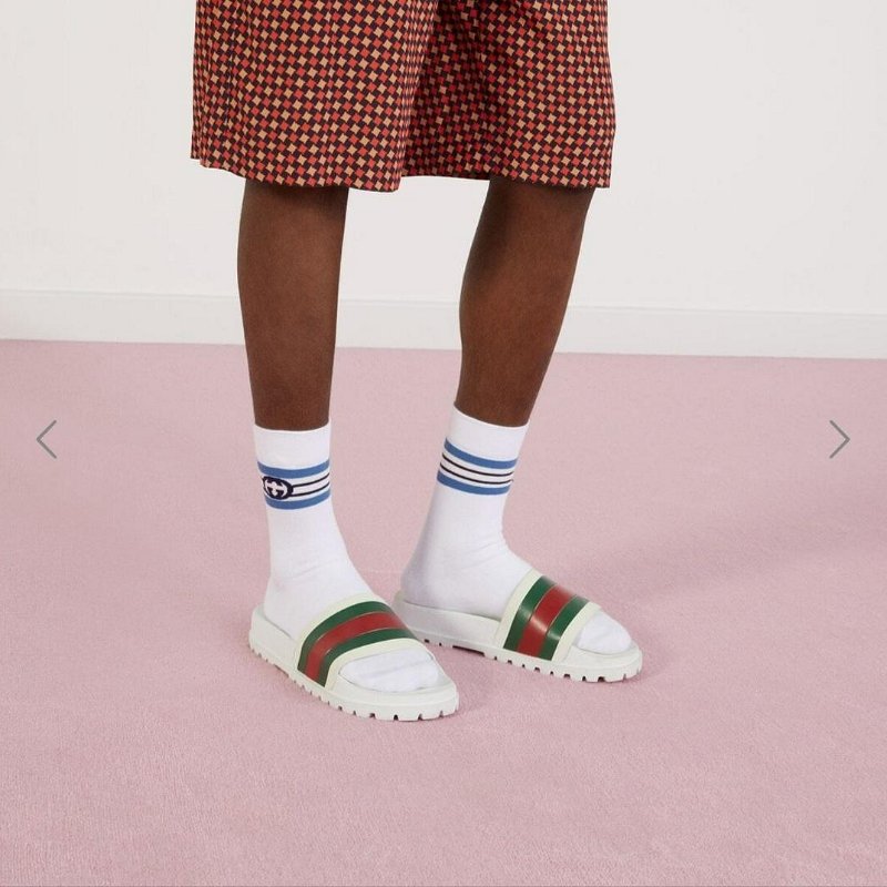 💎Han's house精品服飾💎GUCCI 古馳 橡膠 拖鞋 義大利製 白 現貨 UK 7 ~ 11 原價15800-1