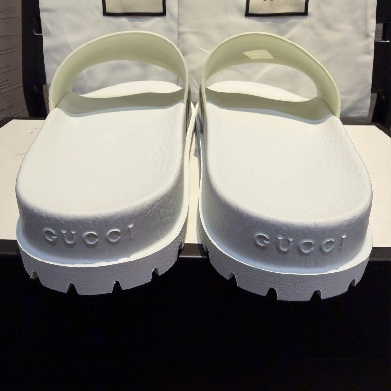 💎Han's house精品服飾💎GUCCI 古馳 橡膠 拖鞋 義大利製 白 現貨 UK 7 ~ 11 原價15800-2