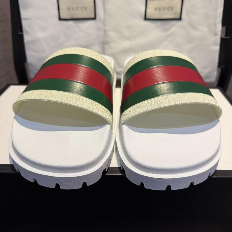 💎Han's house精品服飾💎GUCCI 古馳 橡膠 拖鞋 義大利製 白 現貨 UK 7 ~ 11 原價15800-3