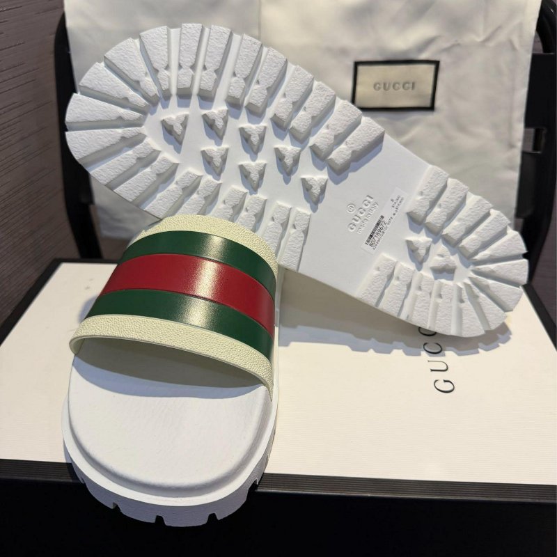 💎Han's house精品服飾💎GUCCI 古馳 橡膠 拖鞋 義大利製 白 現貨 UK 7 ~ 11 原價15800-4