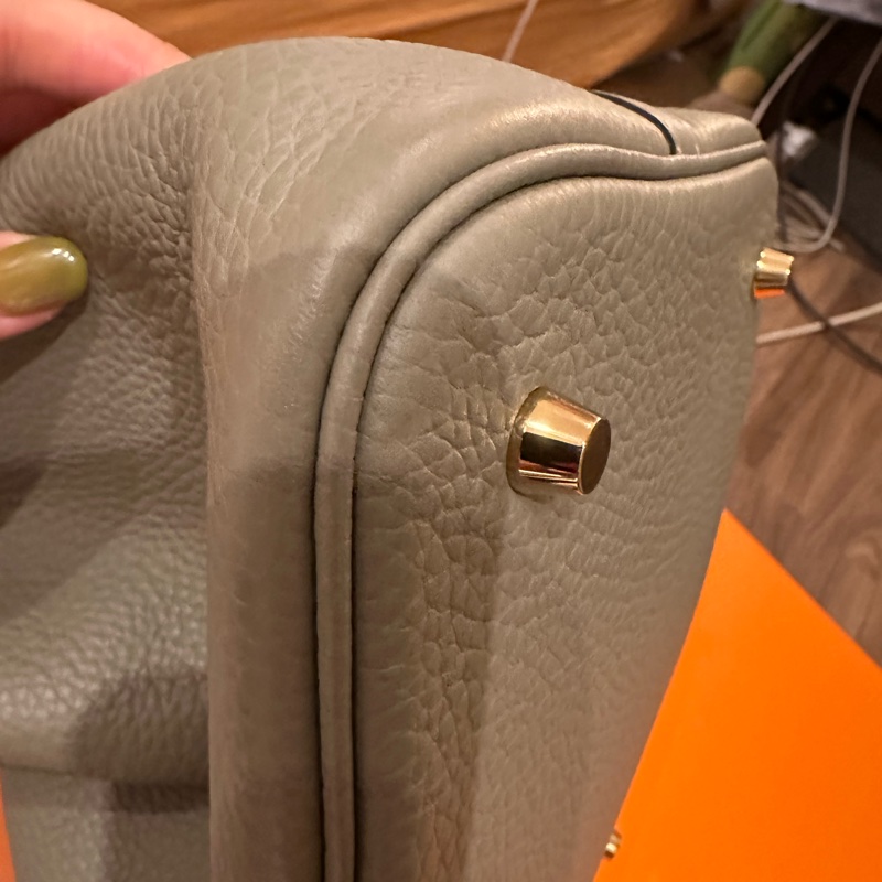 HERMRS 愛馬仕 鼠尾草灰綠金釦PICOTIN菜籃子22-10