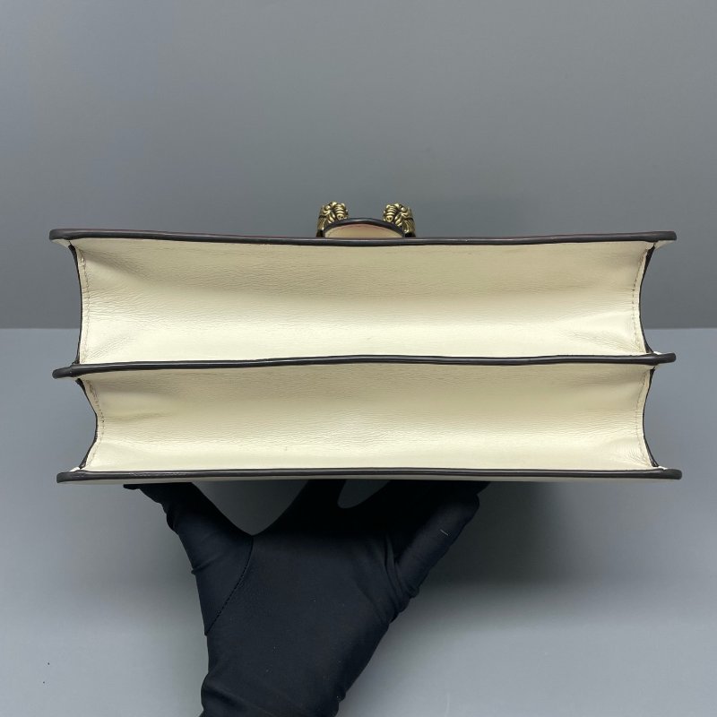 97新 二手GUCCI古驰女包拼色酒神竹节手提包/27*19*10cm/-2