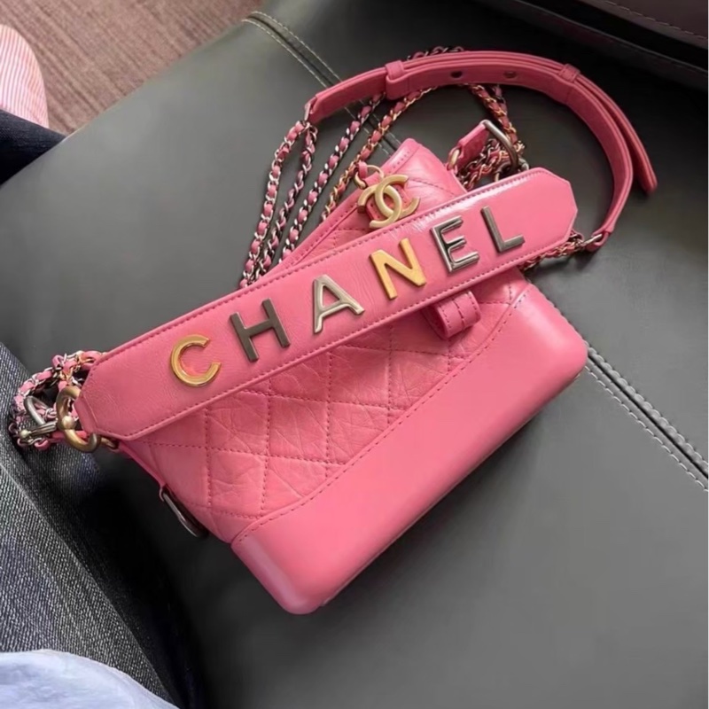 Chanel • 經典Gabrielle 蜜桃粉牛皮字母手柄流浪包 小號 全網最低☝🏻-2