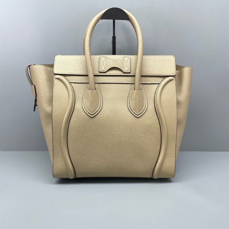 97新 二手celine赛琳笑脸手提包中号奶茶色/31*31*19cm-1