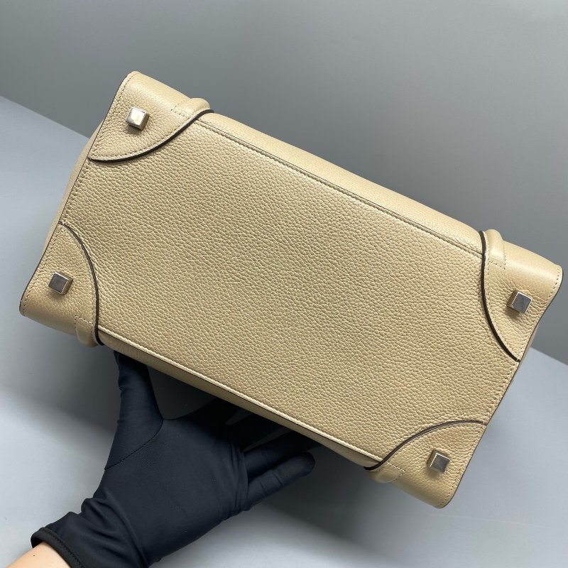 97新 二手celine赛琳笑脸手提包中号奶茶色/31*31*19cm-2