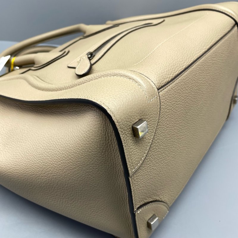 97新 二手celine赛琳笑脸手提包中号奶茶色/31*31*19cm-3