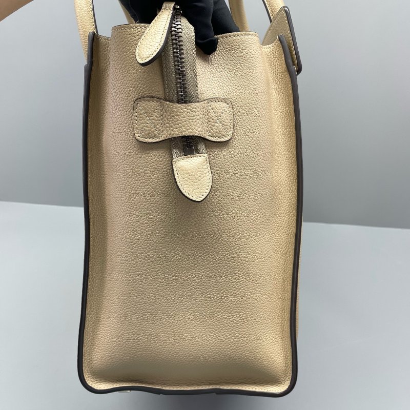 97新 二手celine赛琳笑脸手提包中号奶茶色/31*31*19cm-4