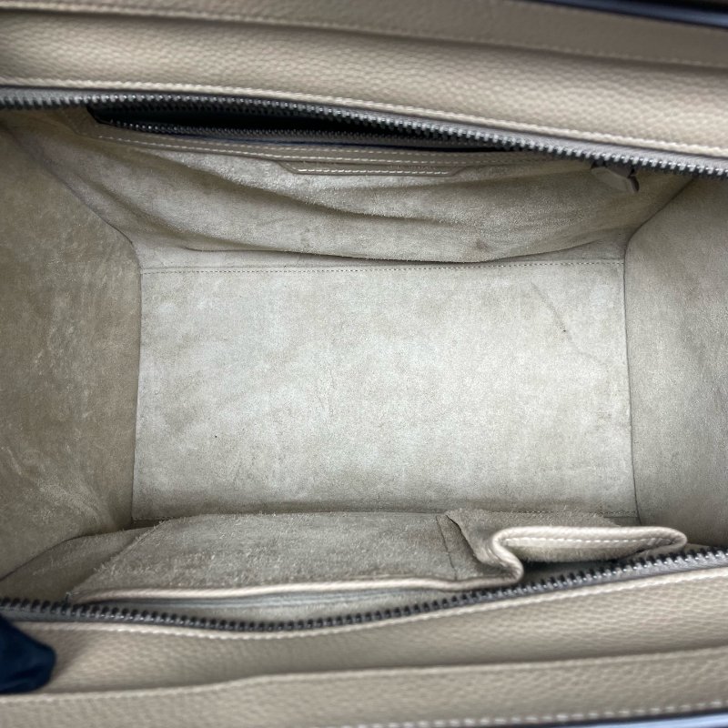 97新 二手celine赛琳笑脸手提包中号奶茶色/31*31*19cm-5