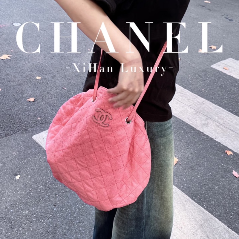 Chanel • 稀有亮粉大Logo荔枝牛皮愛心草莓包 🩷 全網唯一☝🏻-1