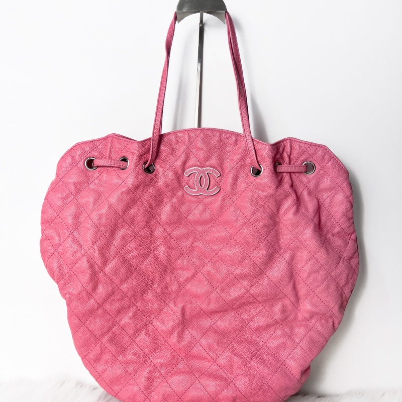 Chanel • 稀有亮粉大Logo荔枝牛皮愛心草莓包 🩷 全網唯一☝🏻-2