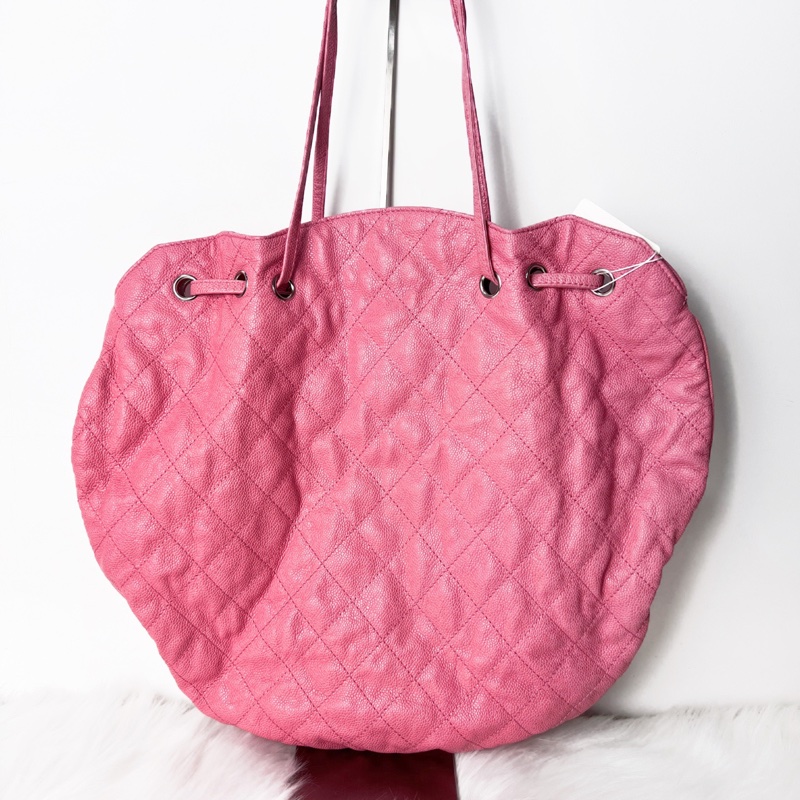 Chanel • 稀有亮粉大Logo荔枝牛皮愛心草莓包 🩷 全網唯一☝🏻-3