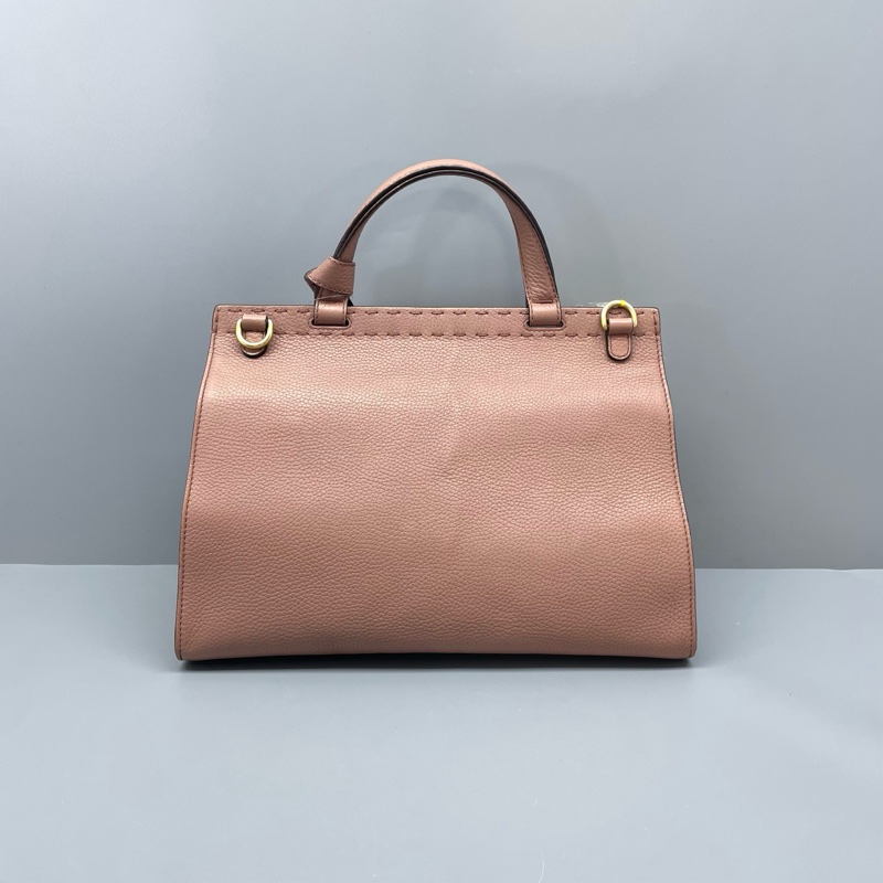 97新 二手Gucci古驰马蒙手提单肩包豆沙色/31*21*14cm/-1