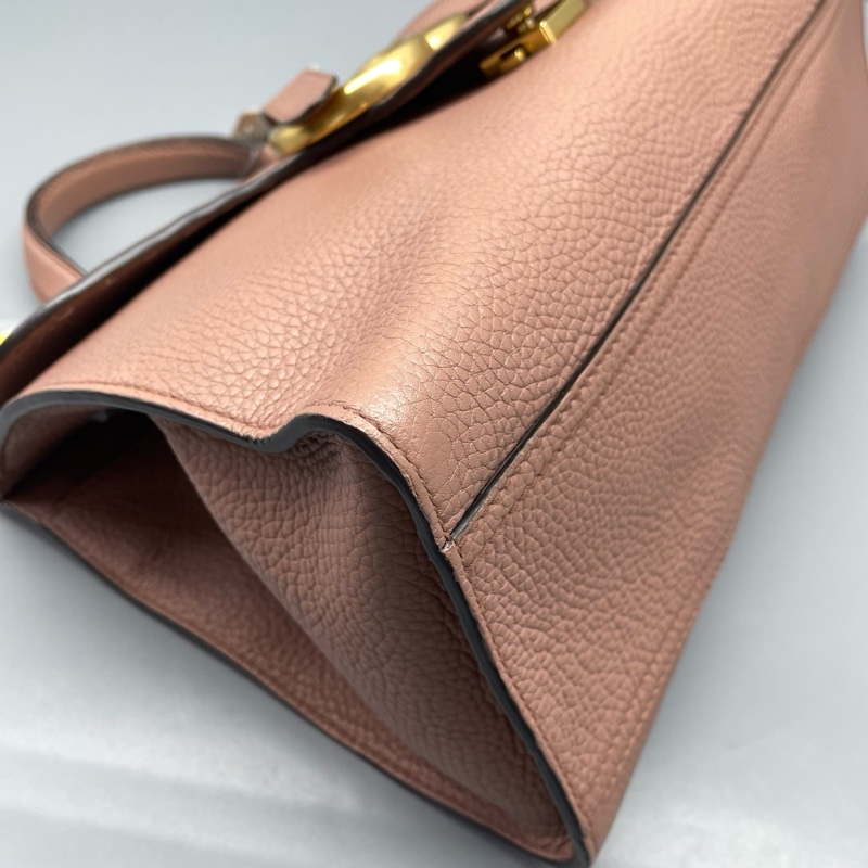97新 二手Gucci古驰马蒙手提单肩包豆沙色/31*21*14cm/-4