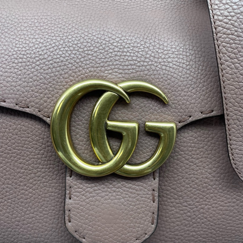 97新 二手Gucci古驰马蒙手提单肩包豆沙色/31*21*14cm/-5