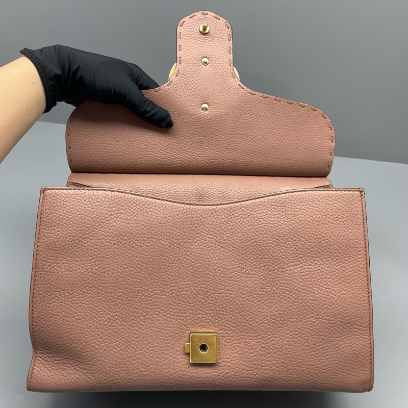 97新 二手Gucci古驰马蒙手提单肩包豆沙色/31*21*14cm/-6