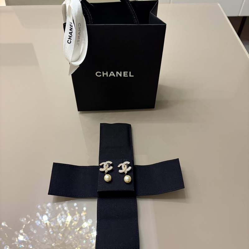 Chanel Logo珍珠耳環-0